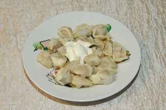 Meat dumplings with oil and sou ceme